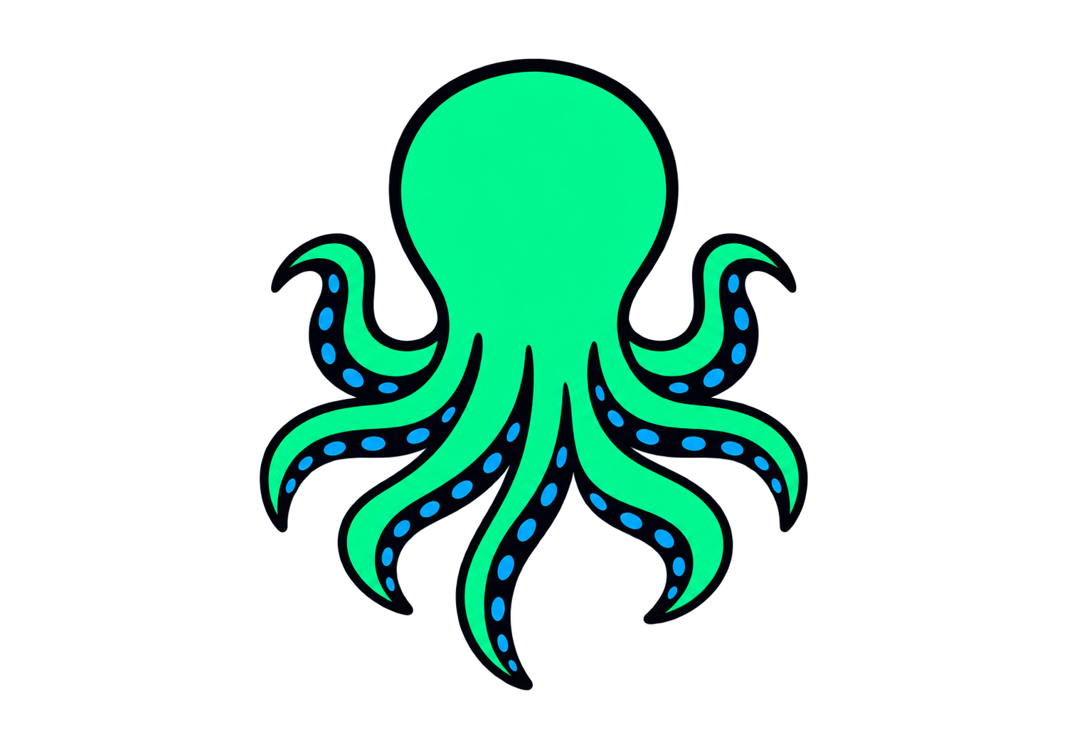 Green embe octopus with blue accents